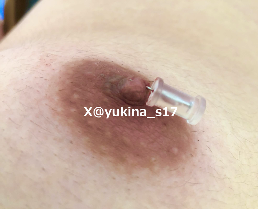 M男 マゾ 乳首 針 貫通
